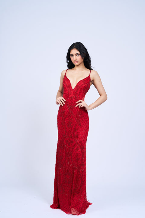 Crimson Charm Gown